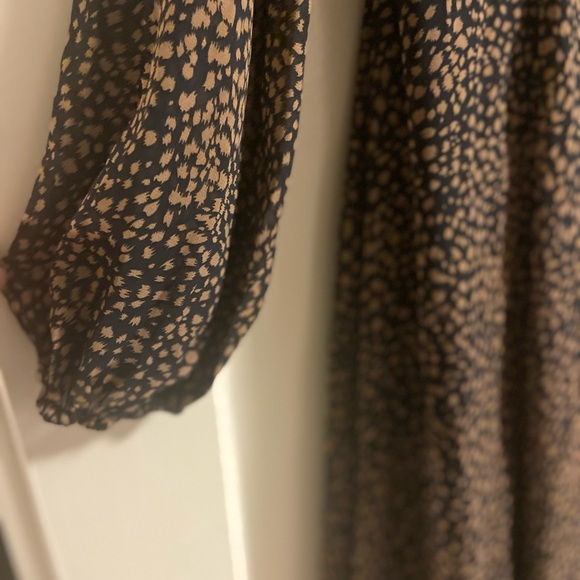 Baltic Born Maxi Dress Long Sleeves Black & Tan Flowy NWT Cha Cha Print Large - Picture 10 of 11